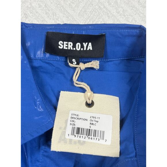 SER. O. YA Chi Coated Top in Royal Blue, size S, NWT. - Picture 9 of 10